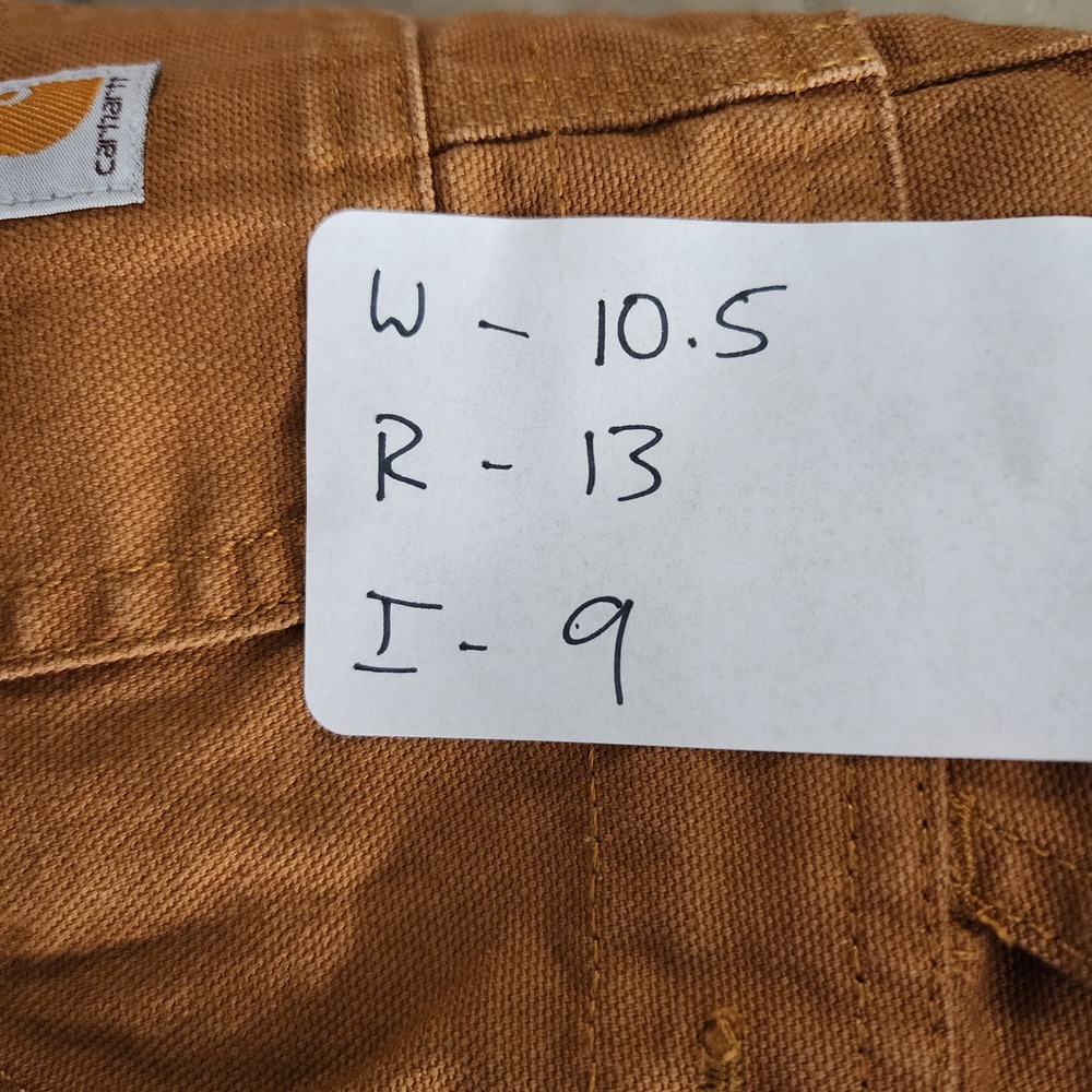 Carhartt Double Knee Canvas Bib Overalls Infant 12M Brown Duck Snap Leg - Picture 4 of 5